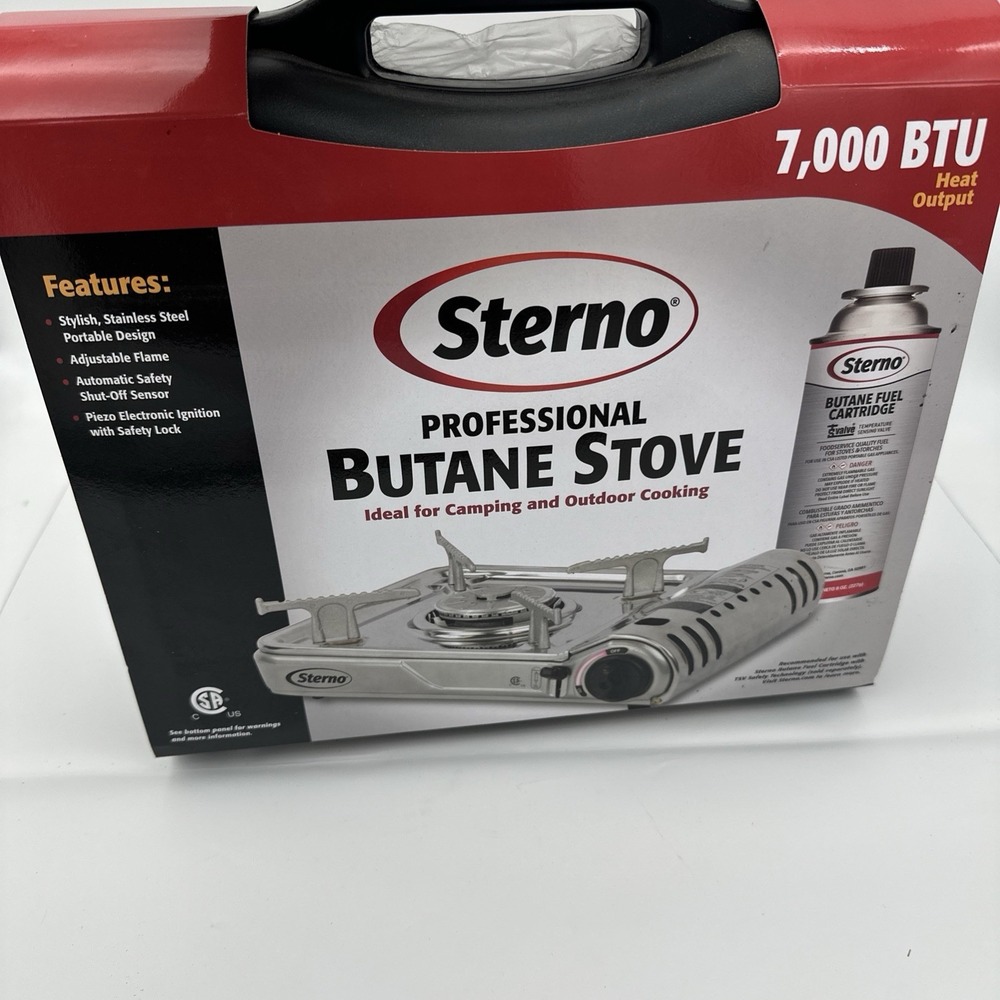 Sterno Professional Portable One Burner Portable Butane Stove Stainless 7000 BTU